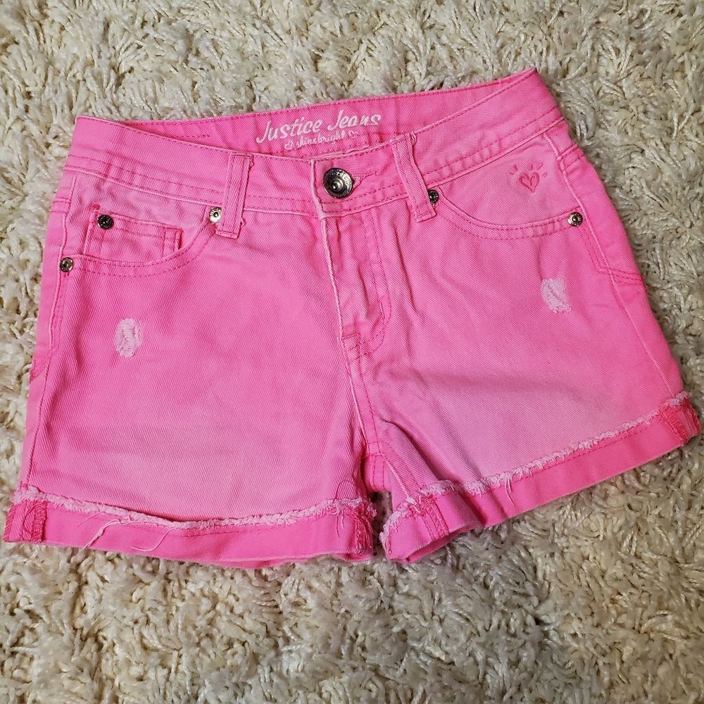 JUSTICE JEANS Cuffed and Frayed Hem Distressed Simply Low Jean Shorts - Sz. 12S
